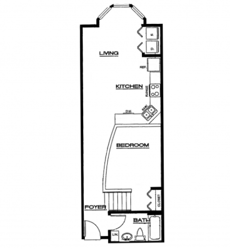 1 bedroom, 1 bathroom Winter Park Village Loft apartment with, interior Atrium patios.