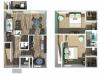 Two Bedroom One and a half Bath 1200 Square Feet Townhome