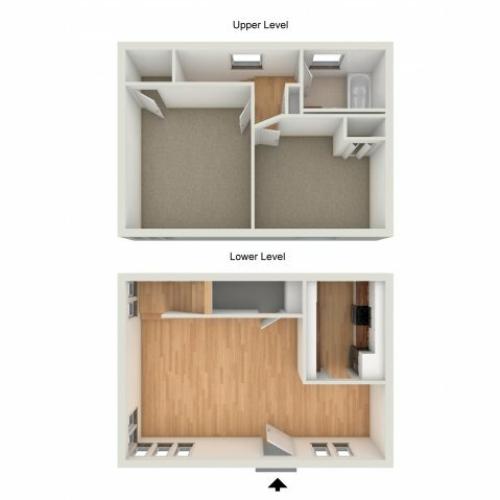 Two bedroom townhome floor plan