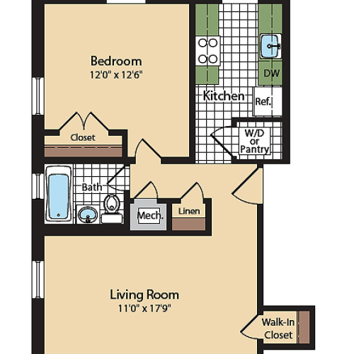 One Bedroom Floor Plan