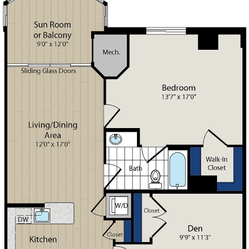 Floor Plan 10 | Luxury Apartments In Arlington VA | Meridian at Ballston Commons