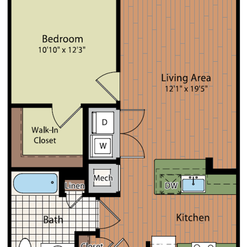 Image of A5 Floor Plan | Affordable Fairfax Apartments | Residences at Government Center