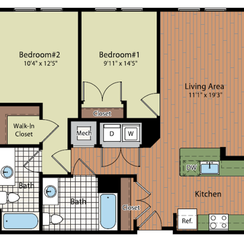 Image of the B1C Floor Plan | Residences at Government Center | Fairfax Apartments