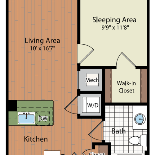Image of the S1 Floor Plan | Residences at Government Center | Affordable Fairfax Apartments
