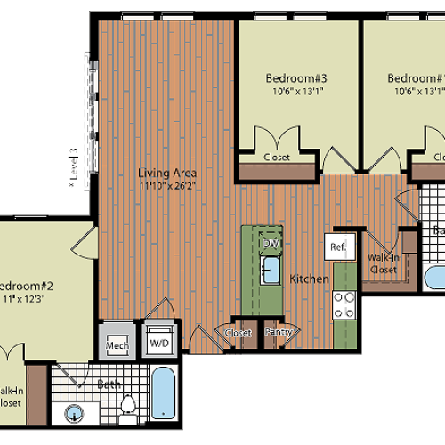 Image of the C3 Floor Plan | Residences at Government Center | Fairfax Apartments