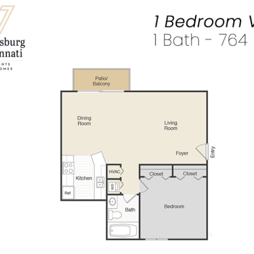 1 Bedroom Apartment, Cincinnati, OH
