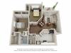 Two bedroom apartment 3D floor plan Tampa, FL