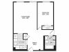 A1AK - 1 Bedroom Floor Plan | Apartments in Springfield MA | Stockbridge Court