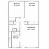 floor plan for 510 s. elm - 2 bedrooms, living room, kitchen and bathroom