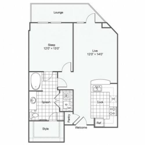Floor Plan 1 | Luxury Downtown Dallas Apartments | Arrive West End