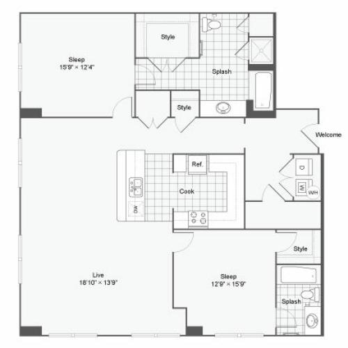 Floor Plan 87| Alamo Apartments San Antonio TX | Arrive Eilan