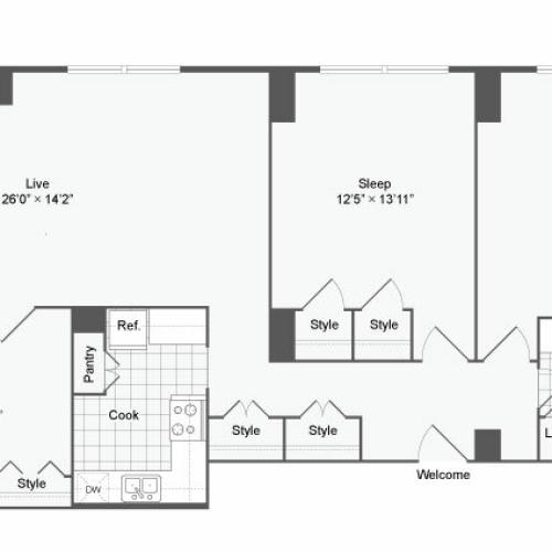 3 Bedroom Floor Plan | Johns Hopkins Apartments | The Social North Charles
