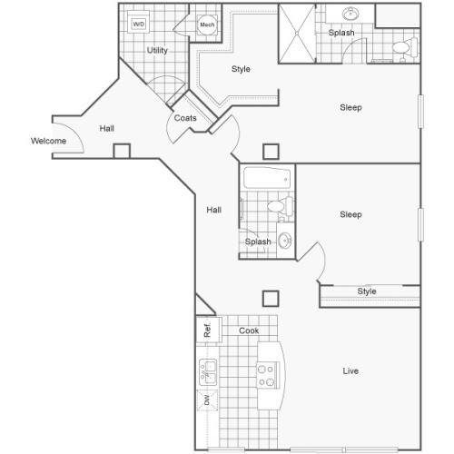 Floor Plan 50 | Apartments In Wichita KS | ReNew Wichita