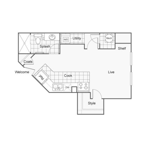 Studio Floor Plan | Wichita Kansas Apartments | ReNew Wichita