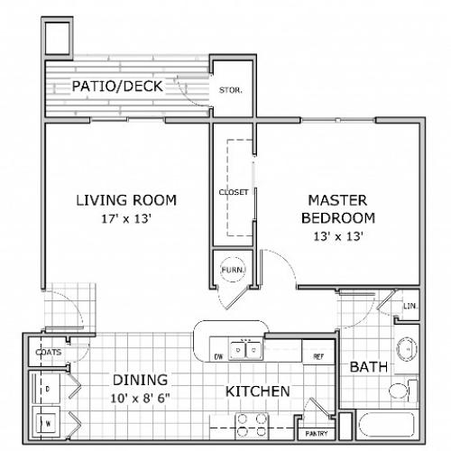 Coryell Crossing 1 Bedroom Floor Plan